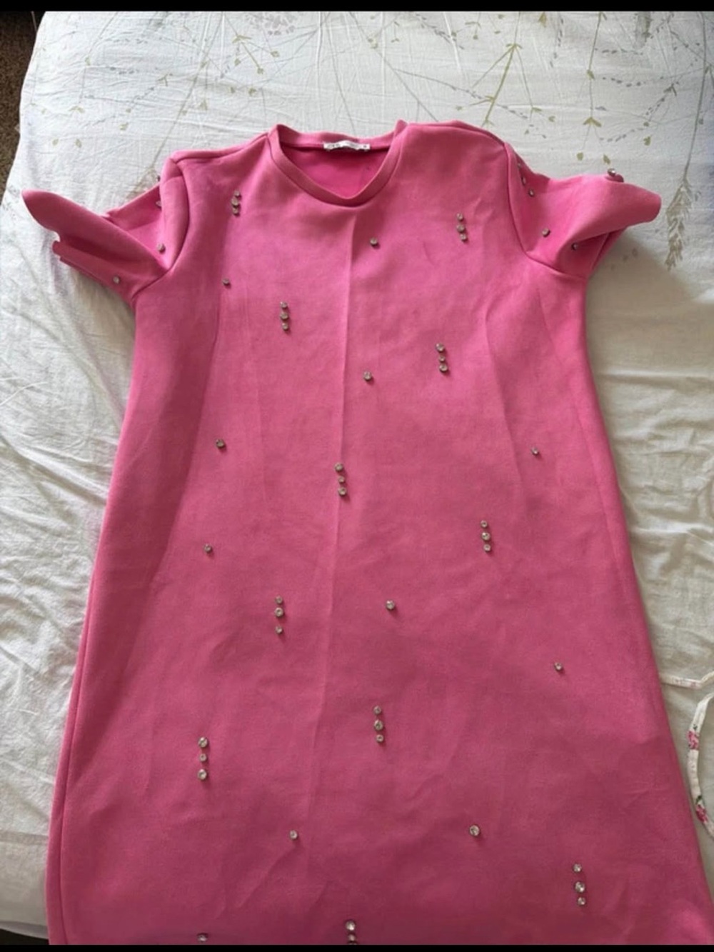 Zara Pink Embellished Mini Shift Dress